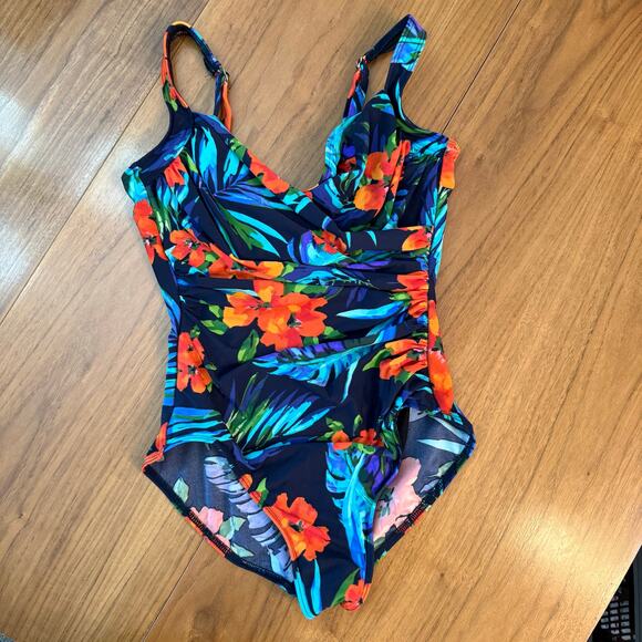 Miraclesuit Size 10 Midnight Samoan Sunset Sanibel One Piece Swimsuit Underwire - Picture 13 of 15